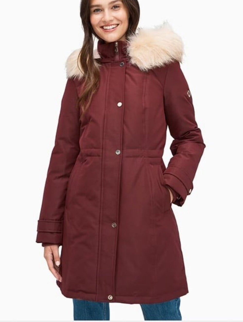 Kate Spade Down Jacket With Hood Marron Burgundy XS